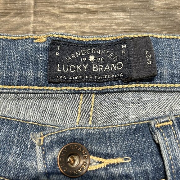 Lucky Brand Jeans 27/4 Sienna Weekender Straight Leg Crop Medium Wash Distressed - Picture 5 of 9